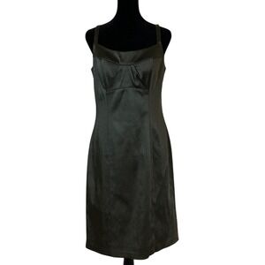 JAX‎ Womens Elegant Pine Green Satin Dress Size 12 Sleeveless Holiday Event